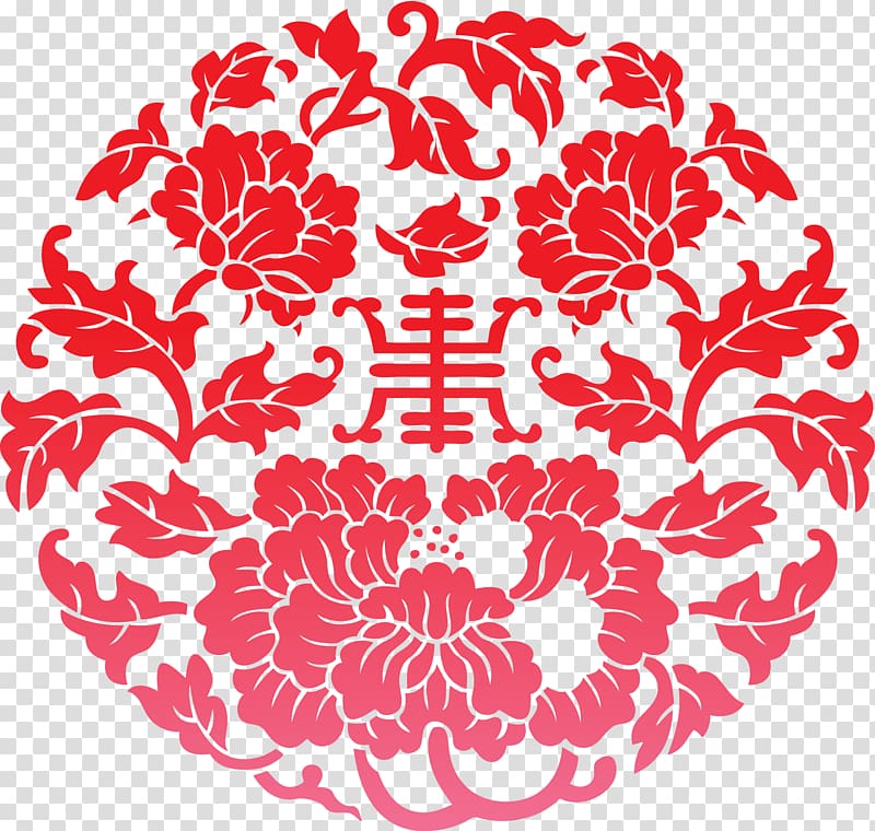 red flowers , China Flower Drawing Pattern, Red peony silhouette transparent background PNG clipart
