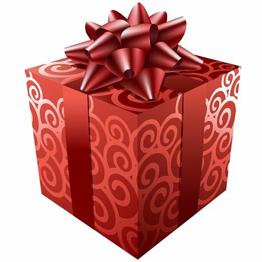 red floral gift box art, Christmas gift Christmas tree , Red Gift with Red Ribbon transparent background PNG clipart