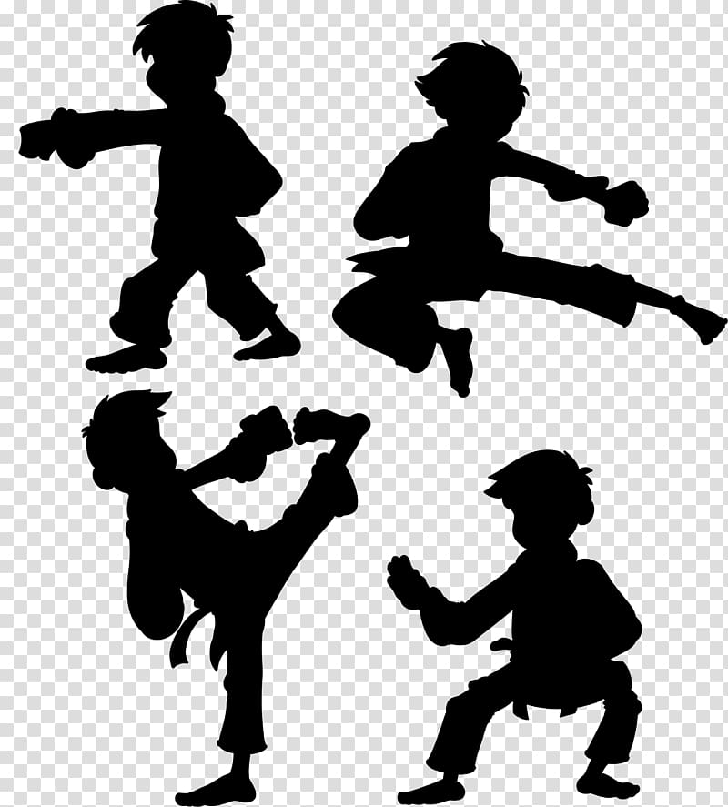 Silhouette Taekwondo, Taekwondo silhouette for kids transparent background PNG clipart