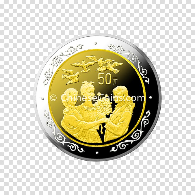 Silver coin Chinese Gold Panda Central Mint Gold coin, Coin transparent background PNG clipart