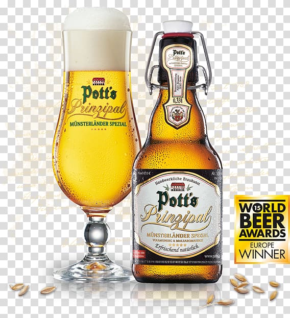 Wheat beer Beer bottle Pott's Brauerei Lager, beer transparent background PNG clipart
