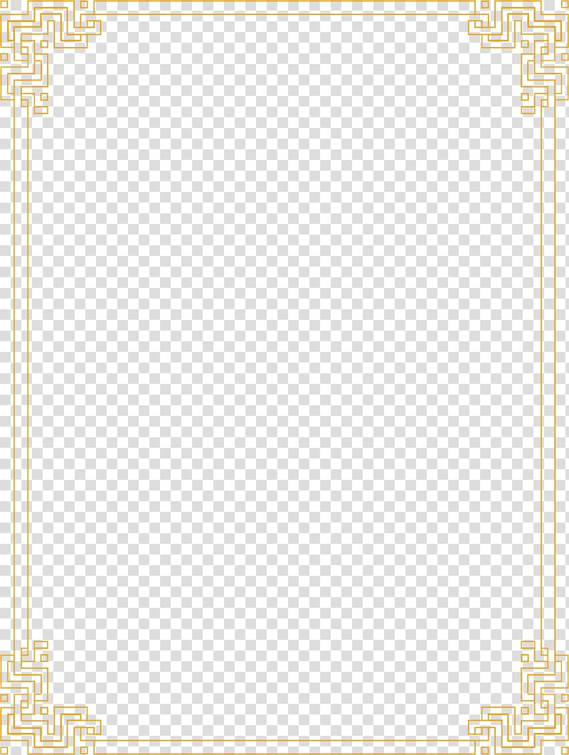illustration of rectangular gold frame, Yellow Area Angle Pattern, European Wind border gold transparent background PNG clipart