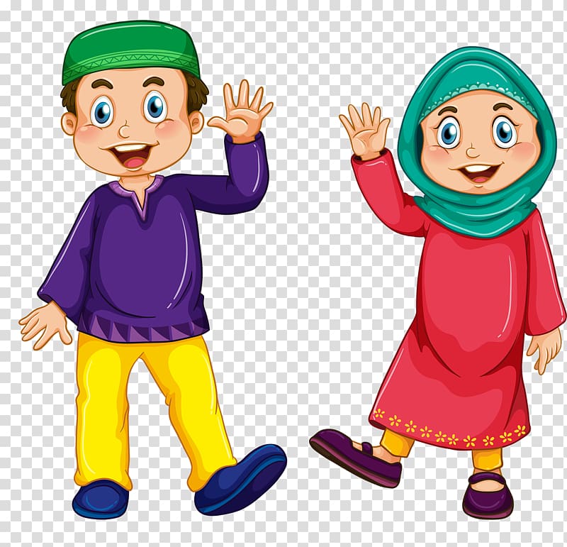 man and woman , Muslim Islam Child Illustration, Muslim couple transparent background PNG clipart