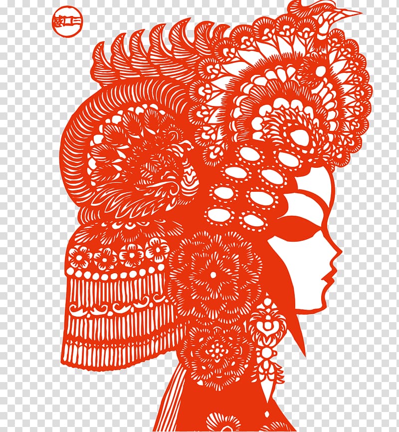 Chinese paper cutting Peking opera Longxu Tradition, Facebook transparent background PNG clipart