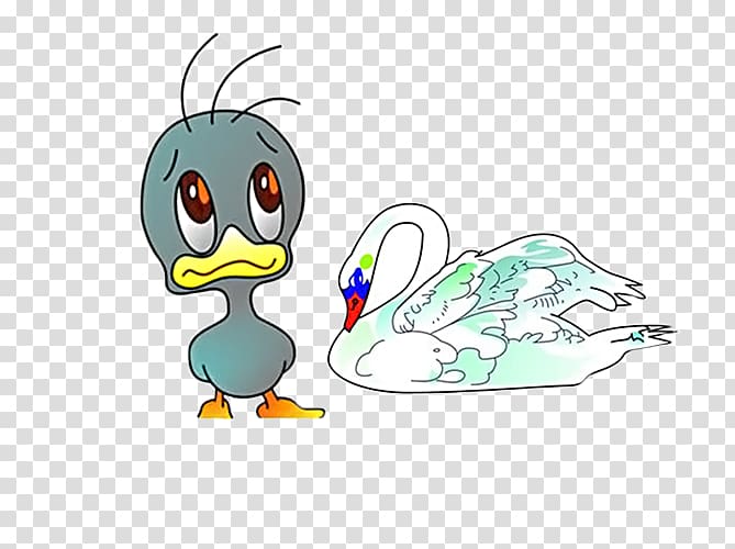 The Ugly Duckling Cygnini Performance Cartoon Illustration, Ugly duckling,Story book illustration transparent background PNG clipart