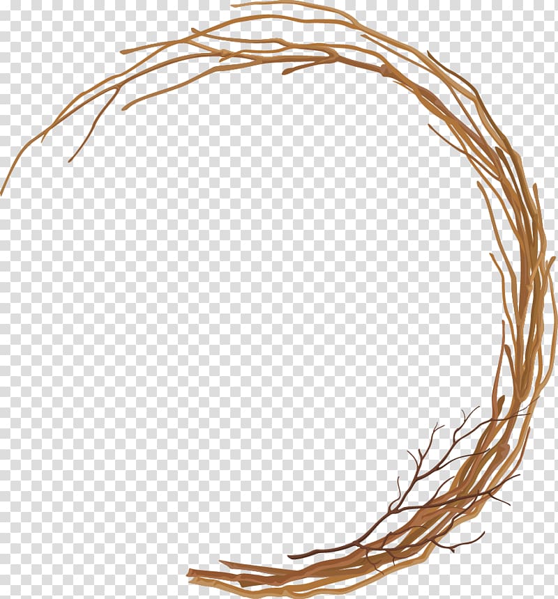 brown wood wreath decor, Branch Computer file, Branch branches circle transparent background PNG clipart