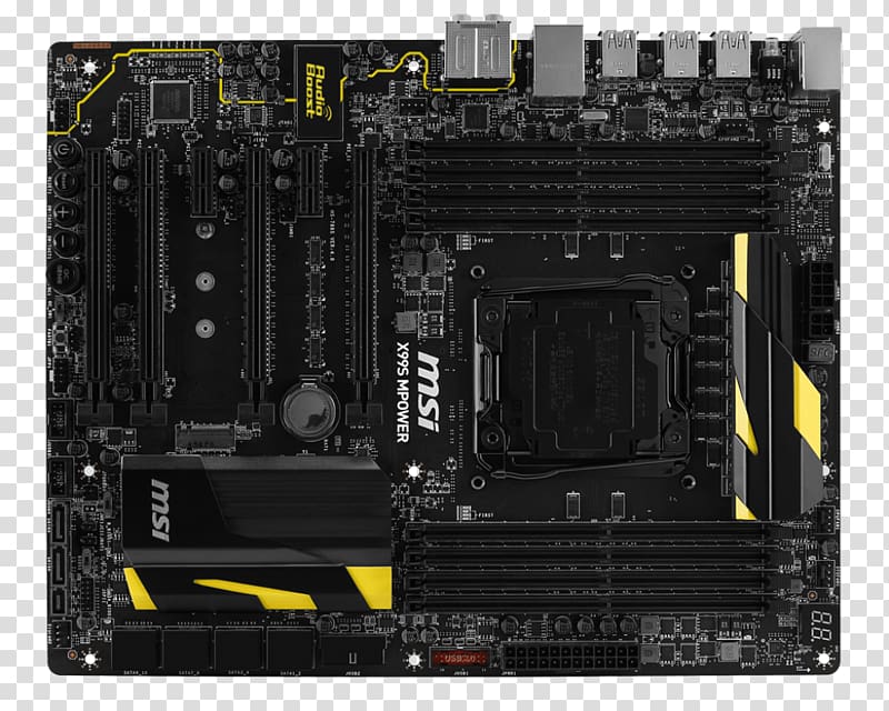 MSI X99S SLI Plus Motherboard LGA 2011 Scalable Link Interface, others transparent background PNG clipart