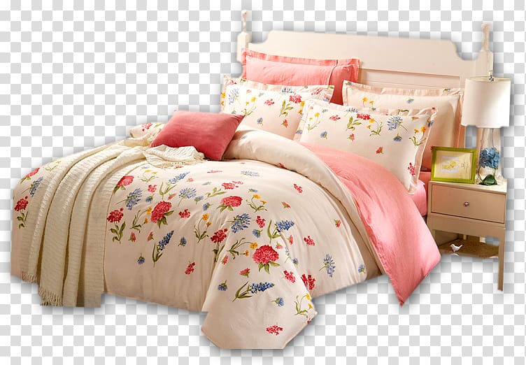 Bed sheet Bed frame Pillow, Bed positive view transparent background PNG clipart