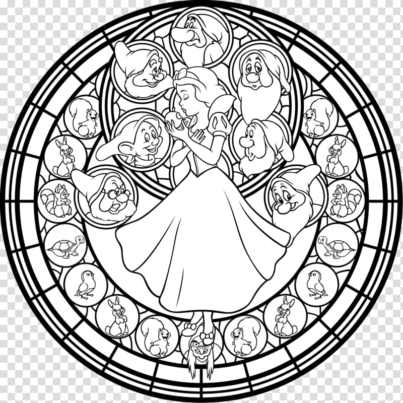 Sunset Shimmer Window Design for stained glass Coloring book, snow white and the seven dwarfs transparent background PNG clipart