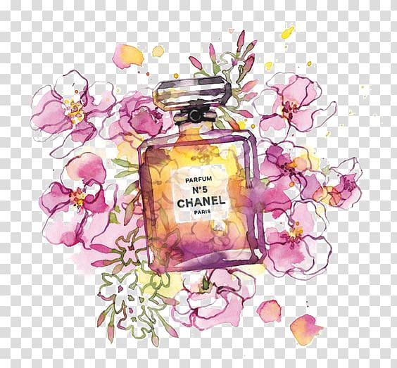 Chanel fragrance bottle graphic, Chanel No. 5 Perfume Fashion Illustration, Drawing perfume transparent background PNG clipart