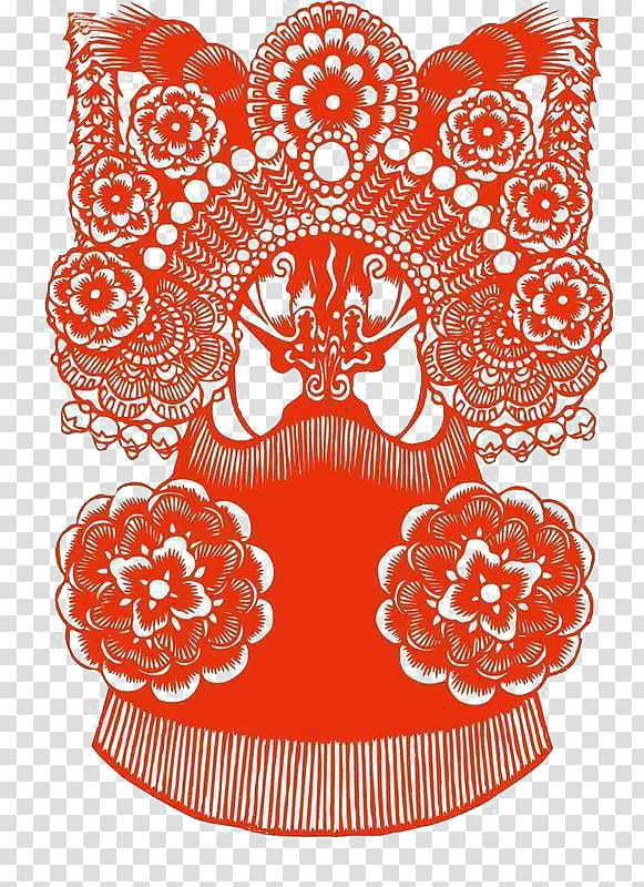 China Chinese paper cutting Peking opera Papercutting, Chinese traditional art of Peking Opera style paper-cut material transparent background PNG clipart