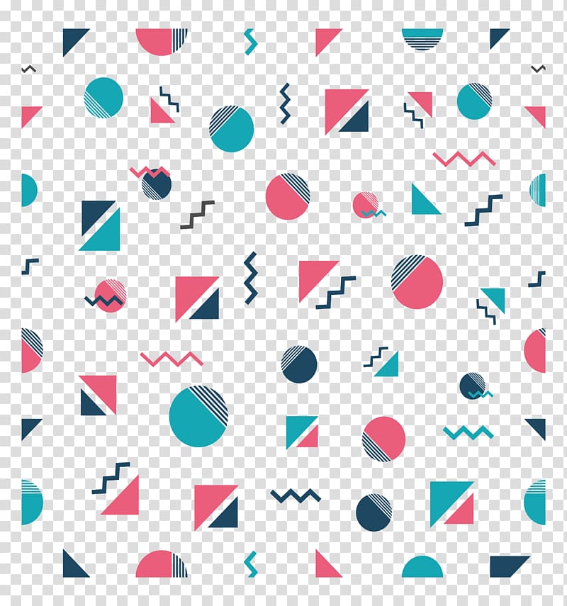 assorted shapes illustration, Memphis Group Pattern, Round triangle geometric pattern transparent background PNG clipart
