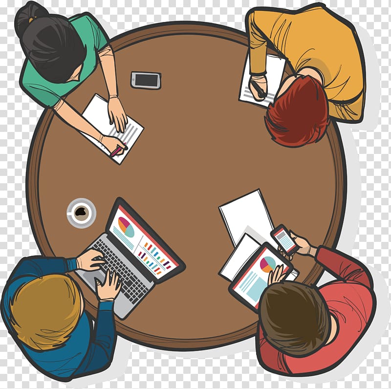 Round table Teamwork Vecteur , Four person round table conference transparent background PNG clipart