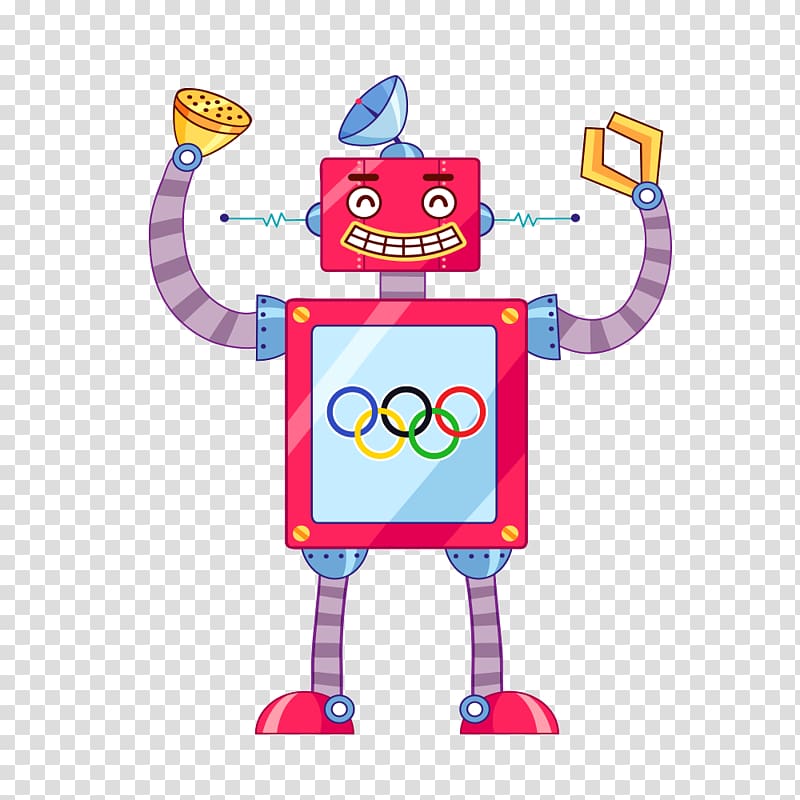 Cartoon Robot , Olympic rings robot transparent background PNG clipart