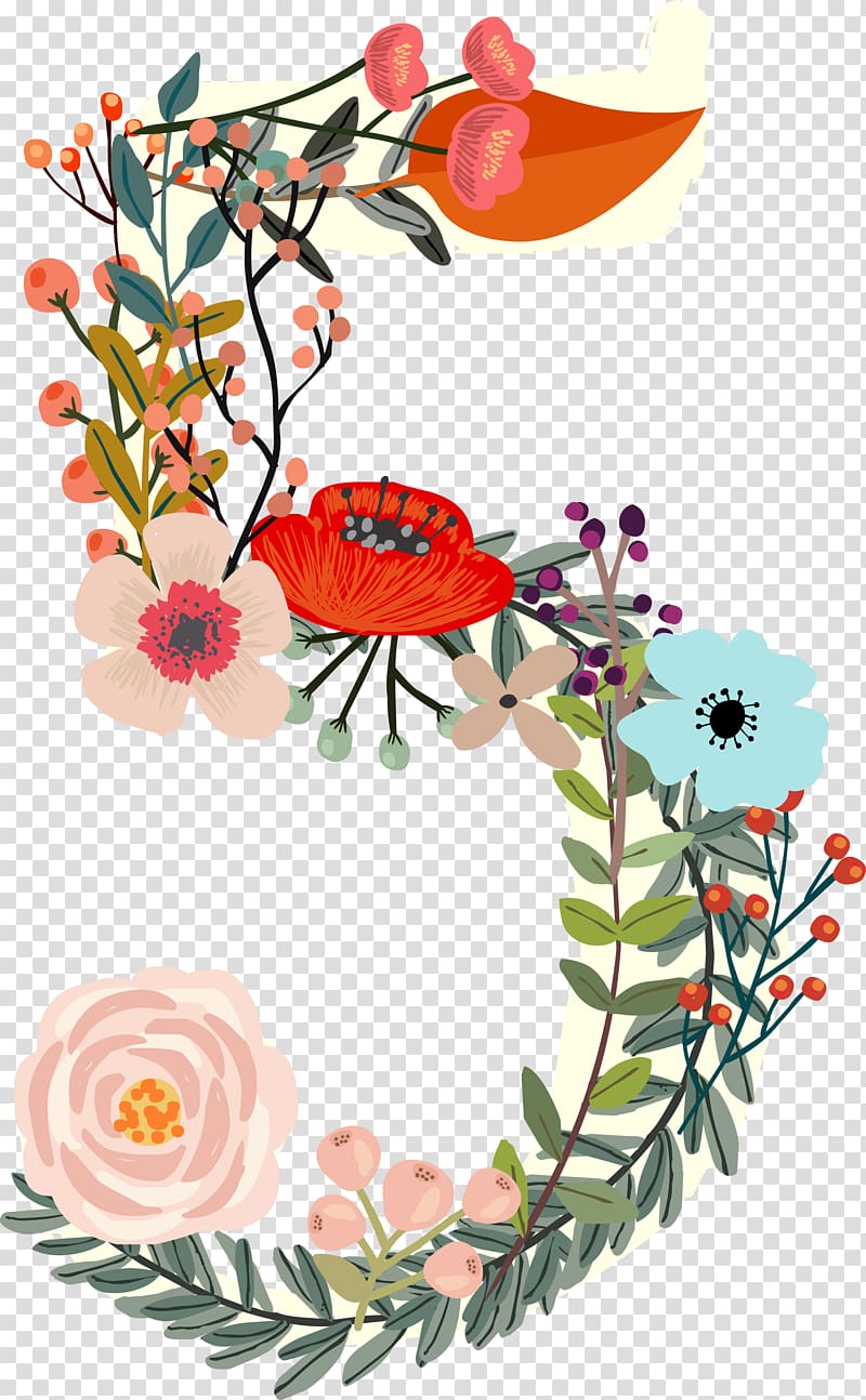 flowers number 5 transparent background PNG clipart