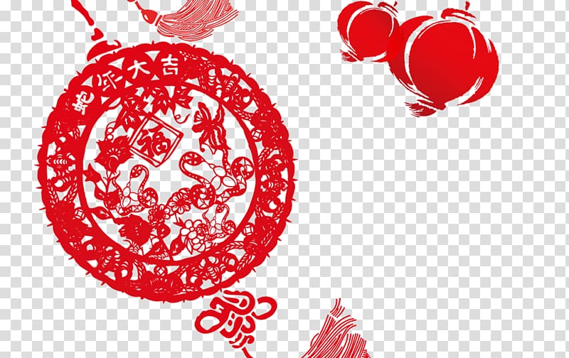 Papercutting Chinese New Year Chinese paper cutting, Chinese New Year paper-cut style transparent background PNG clipart