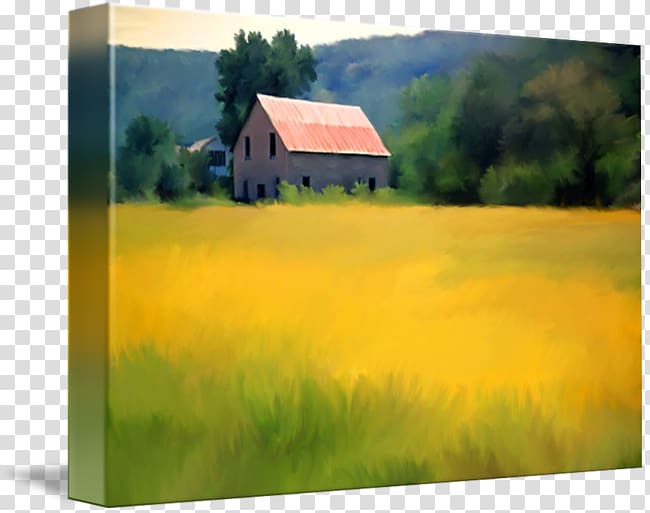 Painting Acrylic paint Farm Grassland, Mustard Field transparent background PNG clipart