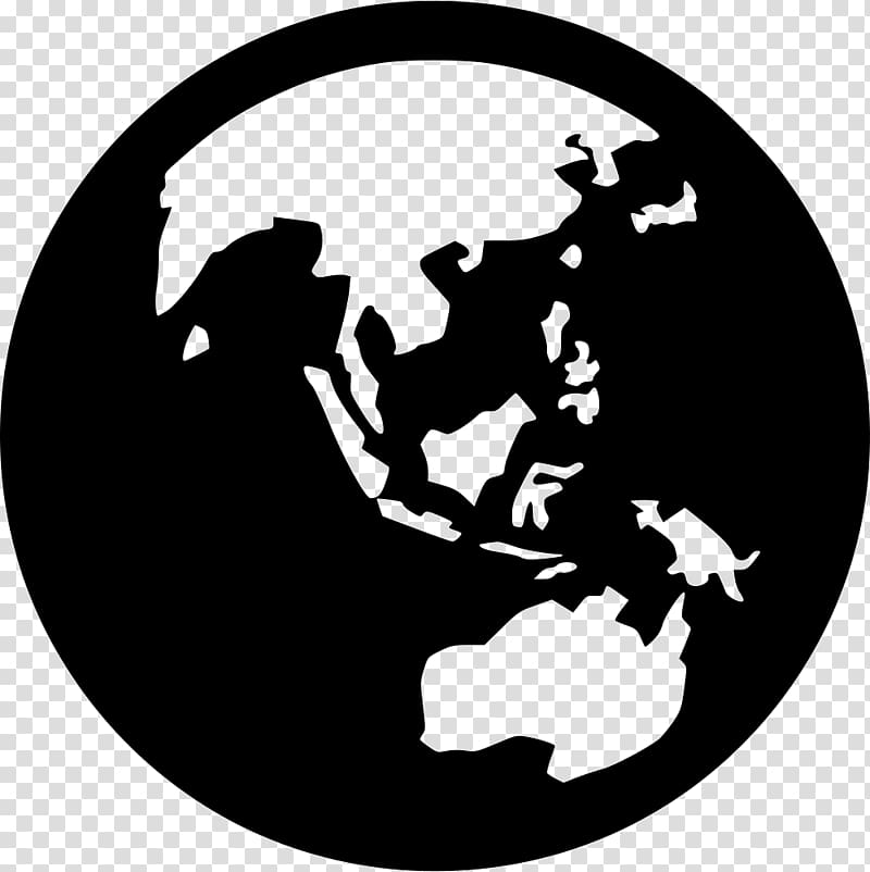 globe asia clipart black and white