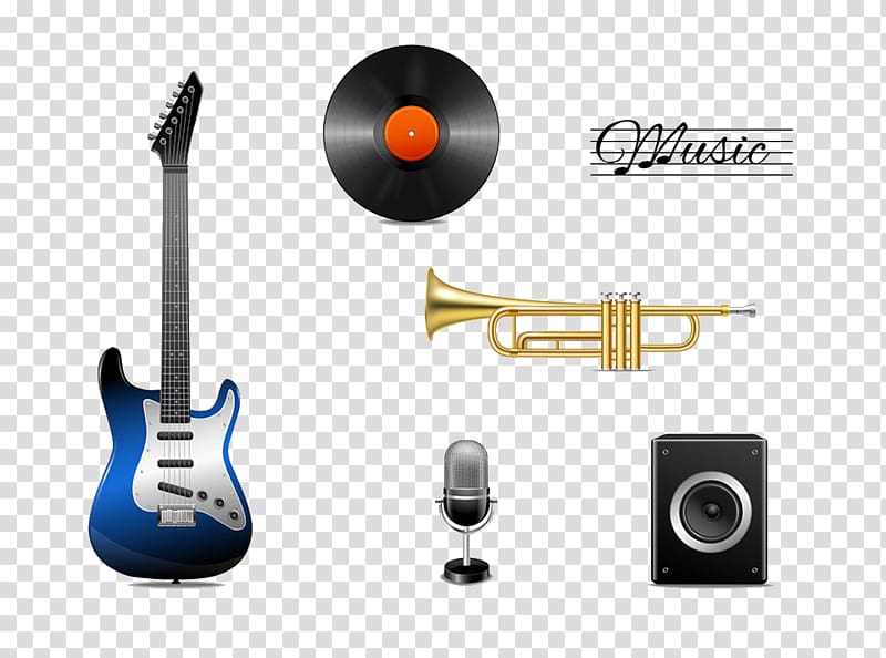 Guitar amplifier Musical instrument Phonograph record, Guitars and other musical elements transparent background PNG clipart