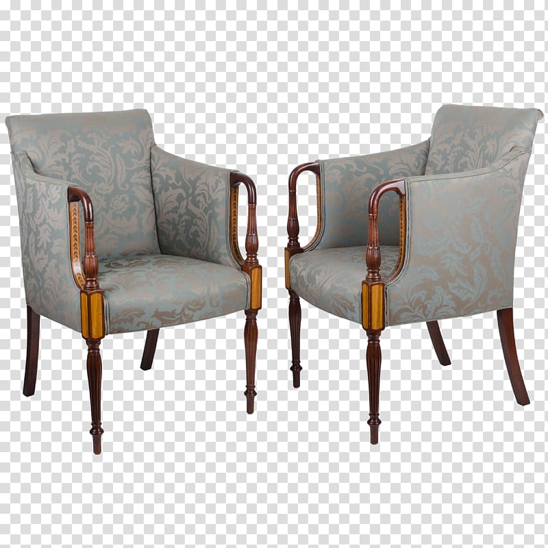 Club chair Sheraton style Furniture Upholstery, mahogany transparent background PNG clipart