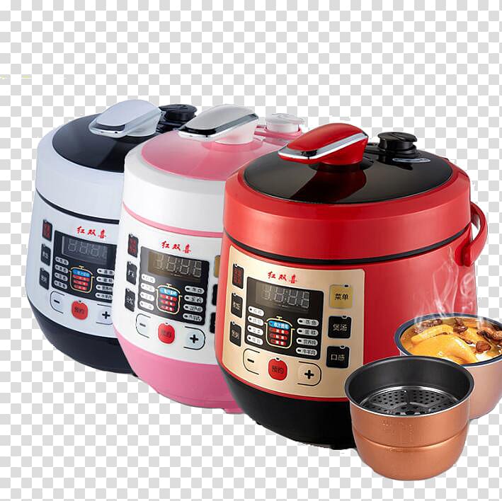 Rice cooker Pressure cooking Electricity Home appliance, A combination of three rice cooker transparent background PNG clipart