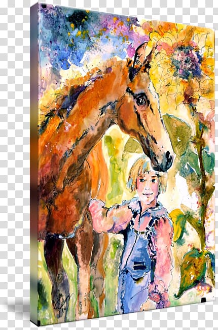 Horse Watercolor painting Gallery wrap, Ink Watercolor painting transparent background PNG clipart