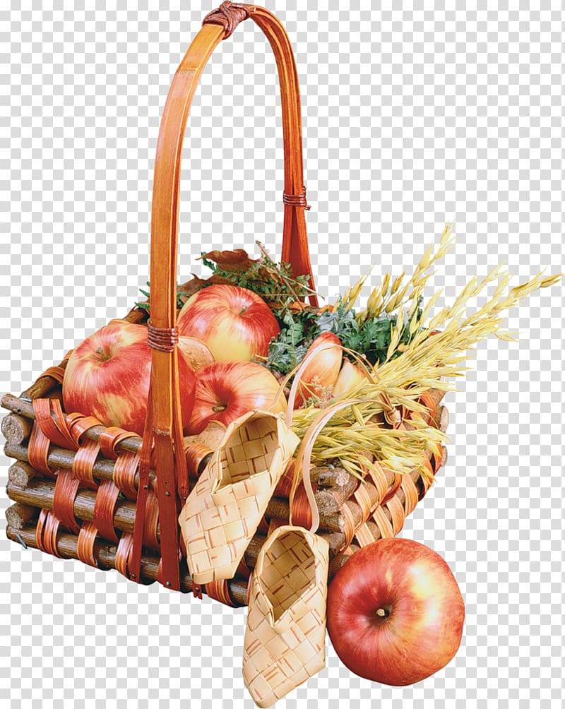 Basket of Fruit Apple , Bamboo basket of apples transparent background PNG clipart
