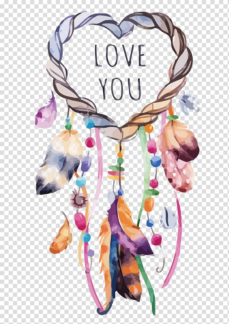 Love you-themed dream catcher , Monternet transparent background PNG clipart