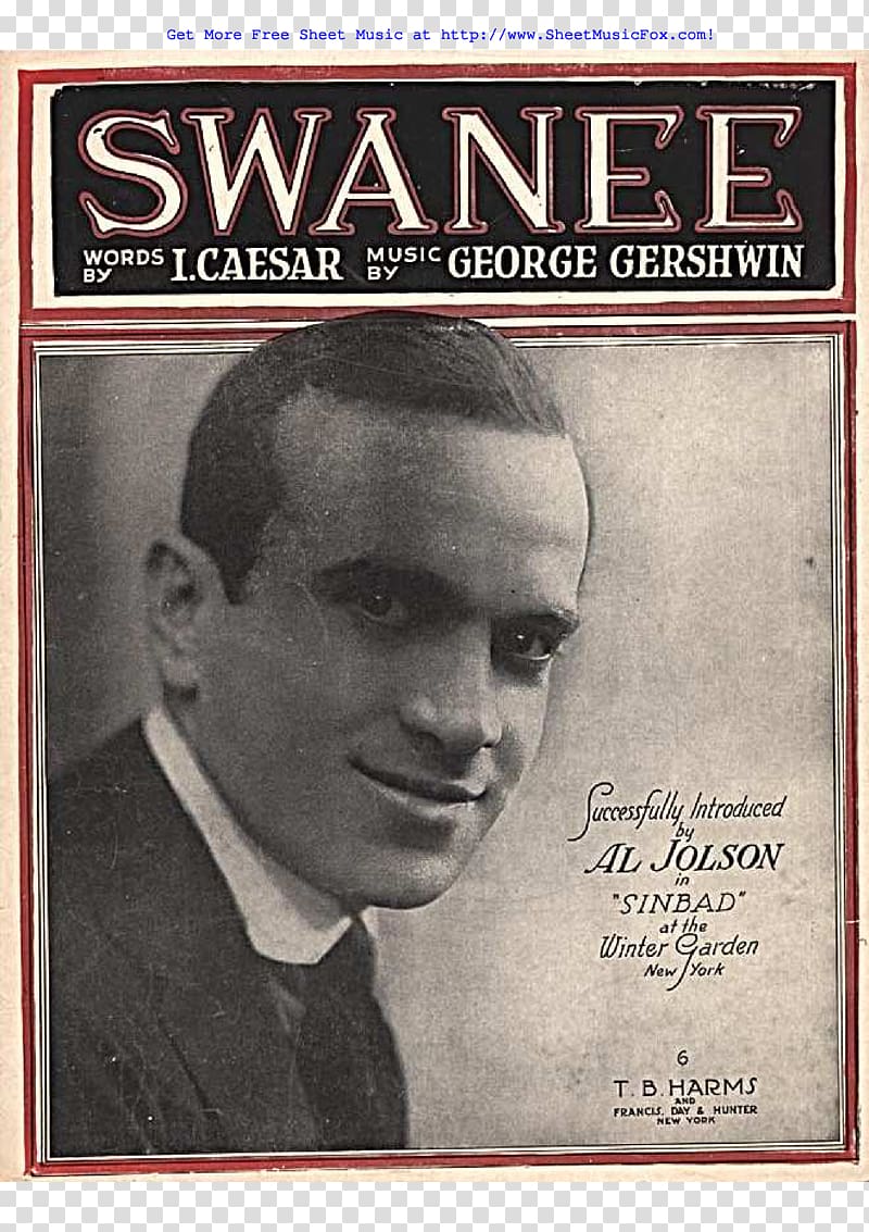 Al Jolson Swanee Music Song, sheet music transparent background PNG clipart