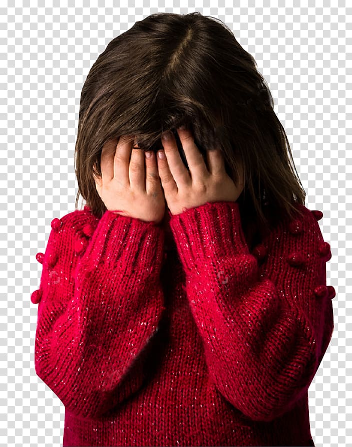 girl in red sweater covering her face, Crying Girl Sadness , Crying the little girl sad transparent background PNG clipart