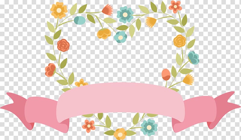 pink ribbon with assorted-color flowers illustration, Wedding invitation Mothers Day Convite Euclidean , cartoon floral wedding card design transparent background PNG clipart