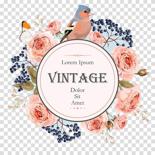 Lorem Ipsum Vintage, The Little Book of Vintage Colouring Floral design Flower Wreath, Parrot Flower Wedding Cover transparent background PNG clipart