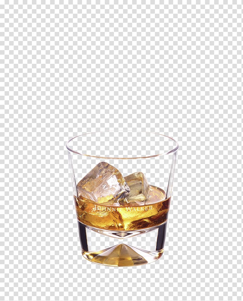 Whiskey Johnnie Walker Alcoholic drink Distilled beverage Single malt whisky, fall into the water with lemon and ice cubes transparent background PNG clipart