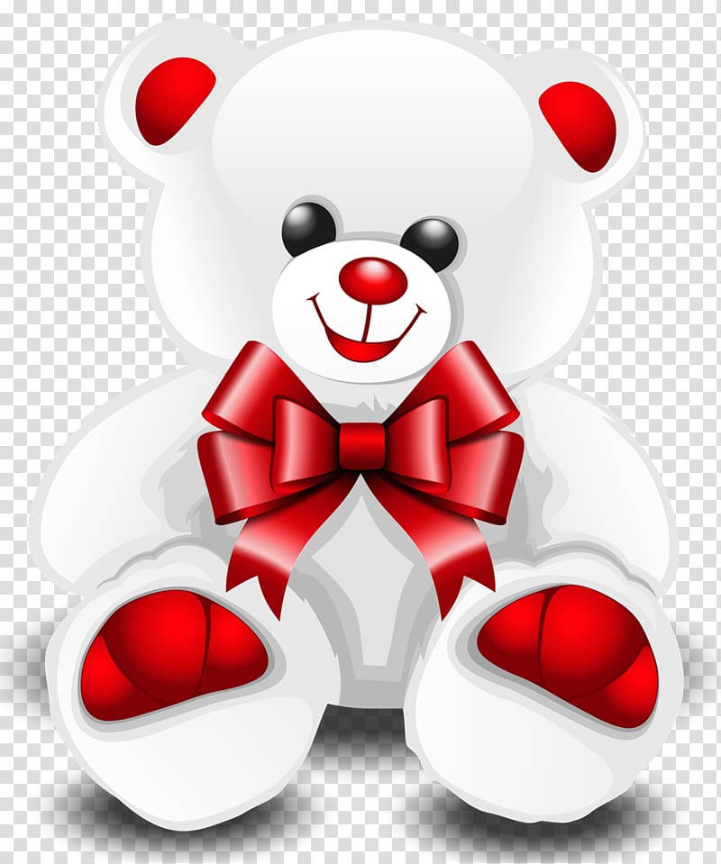 animated white and red bear, Vermont Teddy Bear Company , White Teddy Bear transparent background PNG clipart