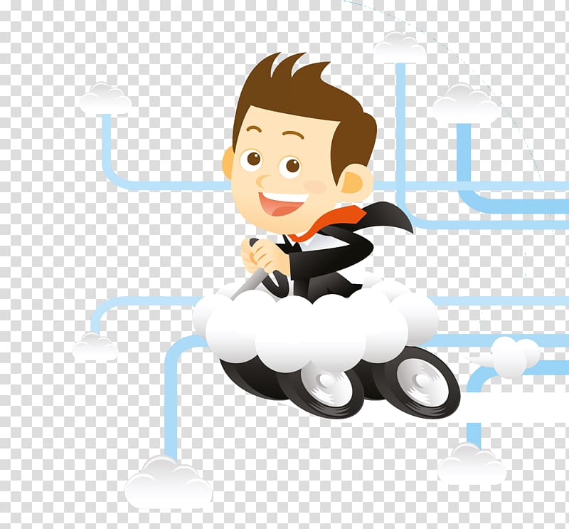 Cartoon, Flying business man transparent background PNG clipart