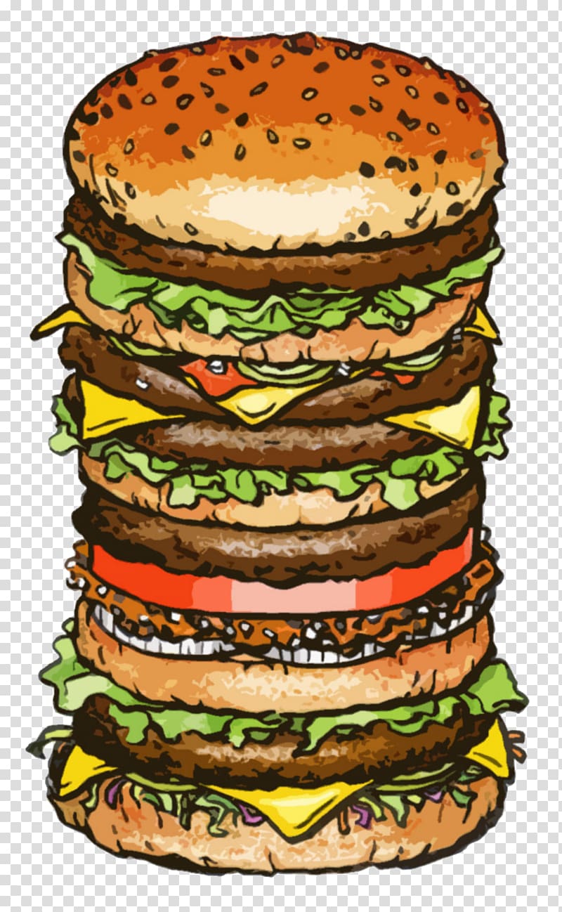 Hamburger Cheeseburger McDonald\'s Big Mac Veggie burger French fries, Burger transparent background PNG clipart