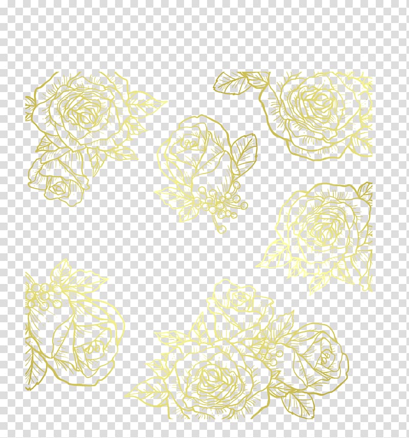 gold rose flowers art, Paper White Area Pattern, Golden Rose Shading transparent background PNG clipart