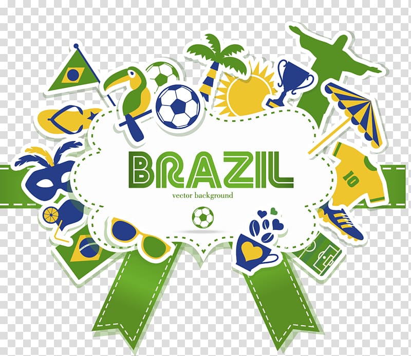 Brazil back , Brazil 2014 FIFA World Cup Illustration, Brazil Rio Carnival Decoration transparent background PNG clipart