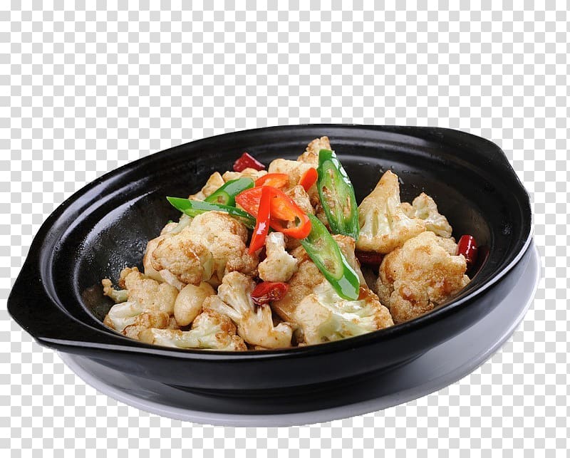 Chinese cuisine Cauliflower Thai cuisine, Griddle Free cauliflower buckle material transparent background PNG clipart