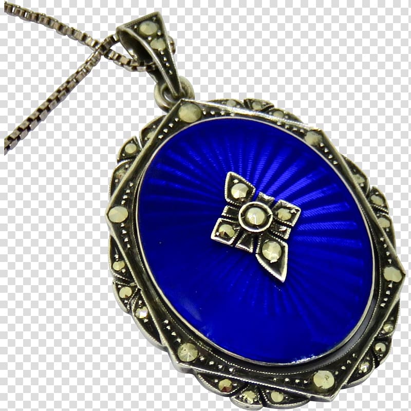 Locket Cobalt blue Charms & Pendants Guilloché Necklace, necklace transparent background PNG clipart