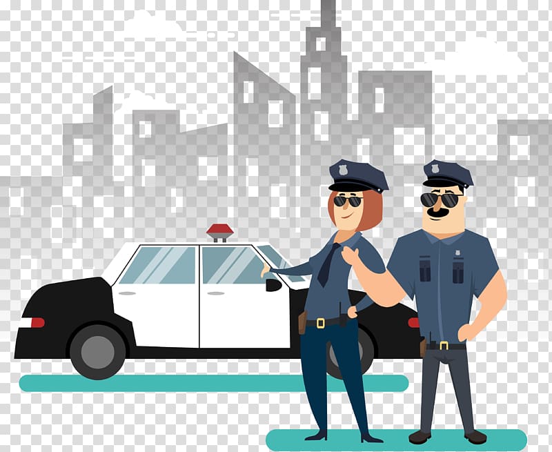 Police officer Cartoon Police car, Police material transparent background PNG clipart