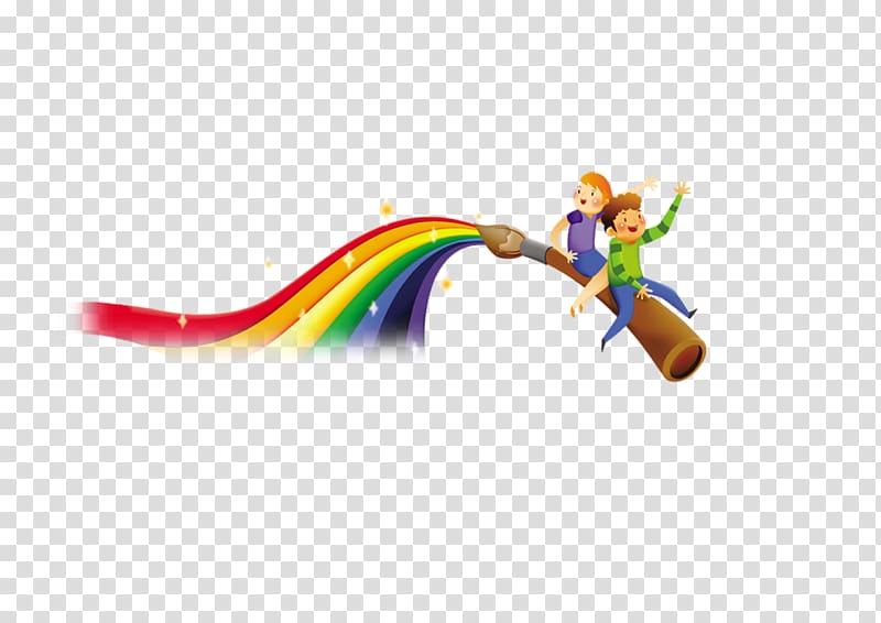 Child Cartoon, God opened the pen rainbow elements transparent background PNG clipart