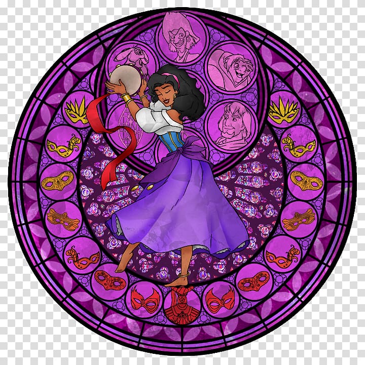 Esméralda Notre-Dame de Paris Stained glass Clopin Trouillefou Claude Frollo, tweedle dee transparent background PNG clipart