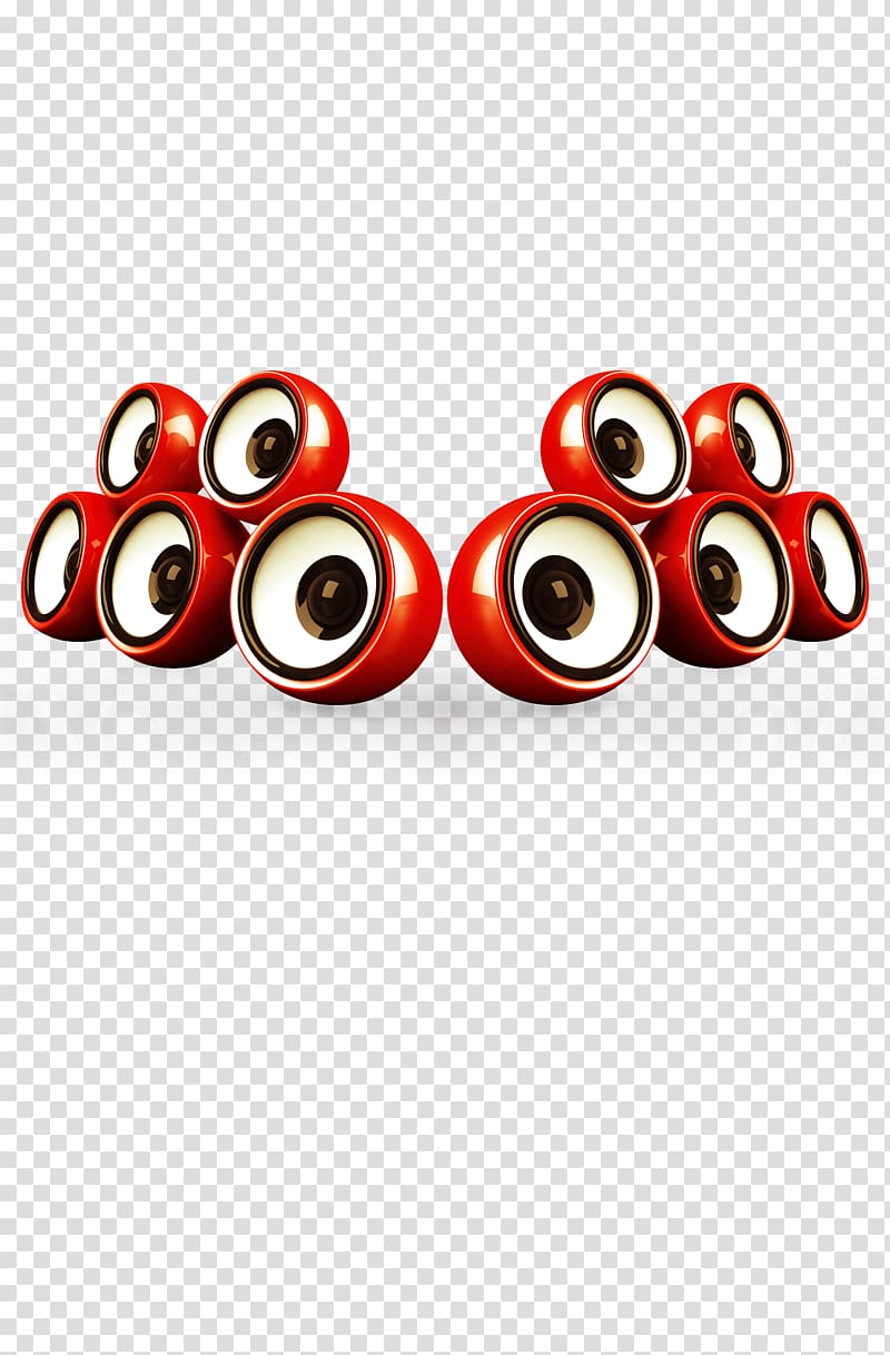 round red Bluetooth speaker lot , Microphone Audio electronics Loudspeaker, Stereo speakers transparent background PNG clipart
