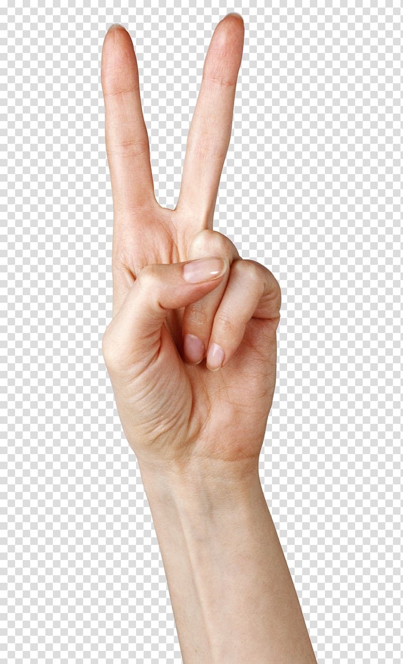 left person's hand, Finger , Hand Showing Two Fingers transparent background PNG clipart