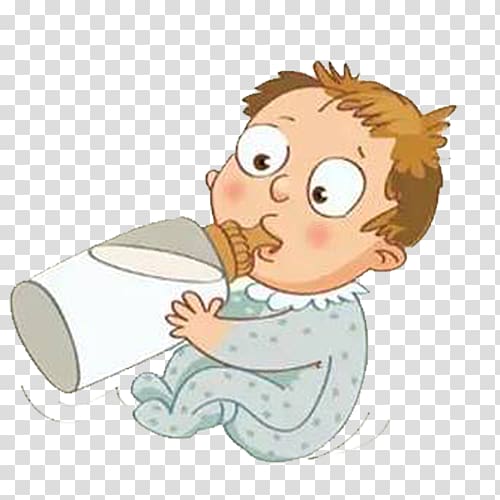 Milk Cartoon Child Drinking, Cute cartoon baby eating bottle transparent background PNG clipart