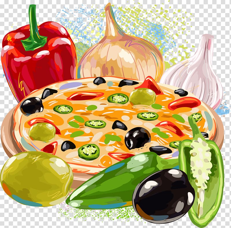 pizza , Pizza Hamburger Fast food, Pizza and vegetables transparent background PNG clipart