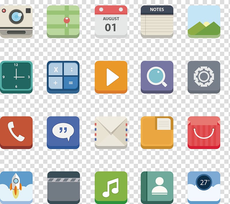Icon design Mobile app Icon, painted phone APP Icon Collection transparent background PNG clipart
