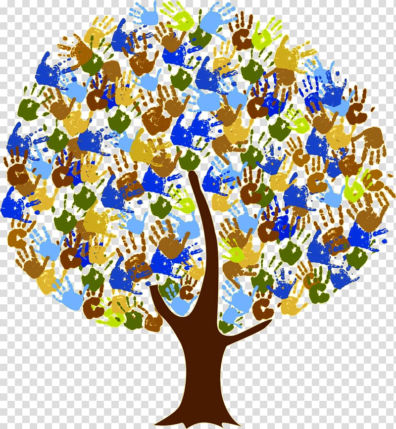 Tree Hand Euclidean Illustration, Palms printed tree transparent background PNG clipart