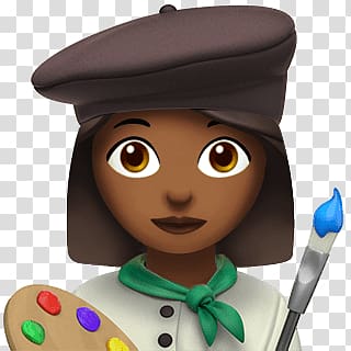 female cartoon character illustration, Female Painter Apple Emoji transparent background PNG clipart